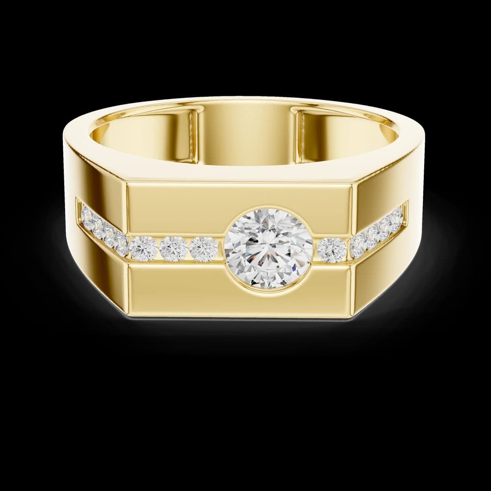 Flat-Top Flush Set Round Diamond Men's Ring - Image 1 Flat-Top Flush Set Round Diamond Men's Ring, view 1 of 6