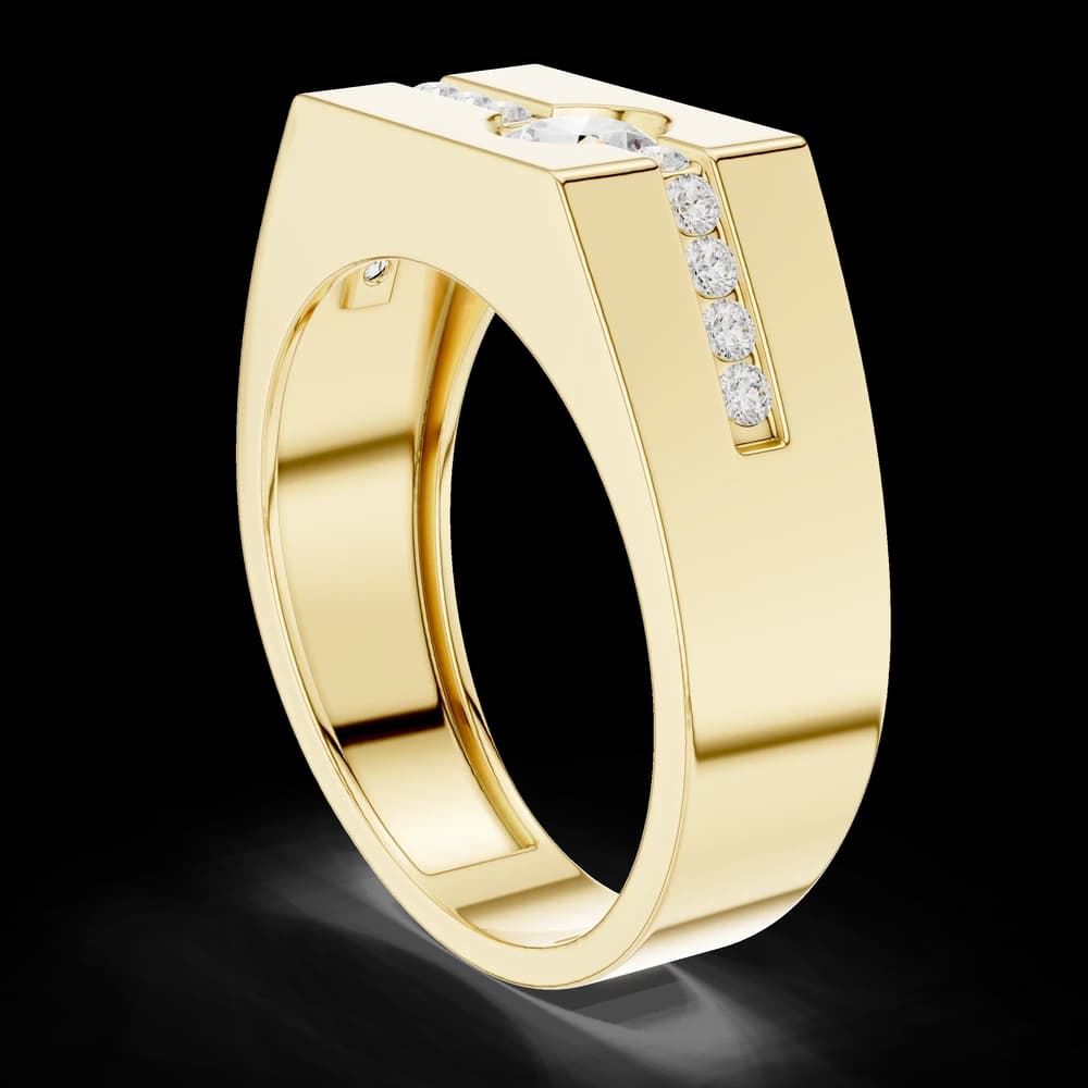 Flat-Top Flush Set Round Diamond Men's Ring - Image 3 Flat-Top Flush Set Round Diamond Men's Ring, view 3 of 6