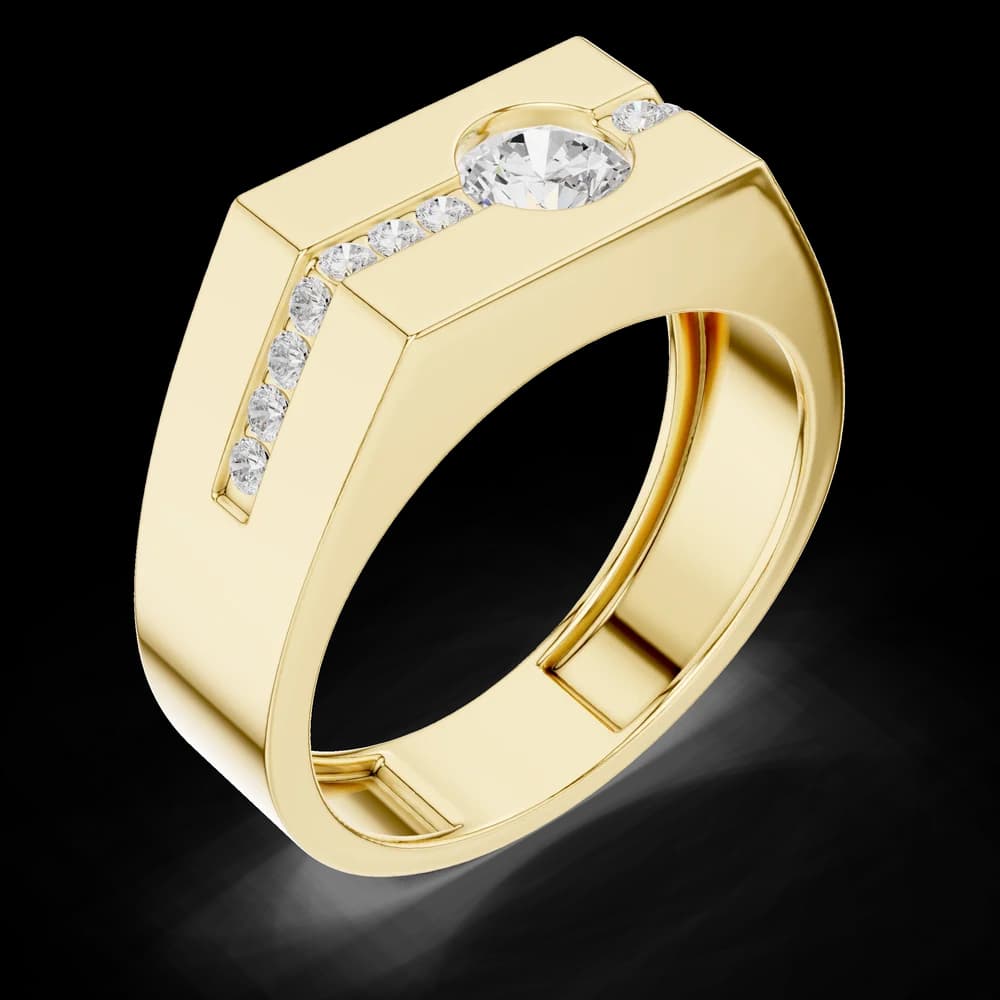 Flat-Top Flush Set Round Diamond Men's Ring - Image 2 Flat-Top Flush Set Round Diamond Men's Ring, view 2 of 6