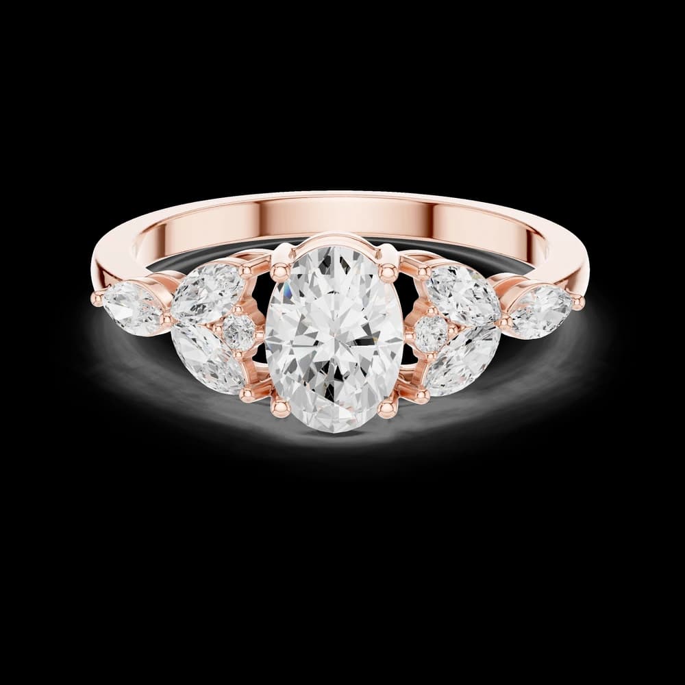 0.7 ct Oval Diamond Lab Grown Diamond Ring with Marquise Accent - Image 1 0.7 ct Oval Diamond Lab Grown Diamond Ring with Marquise Accent, view 1 of 6