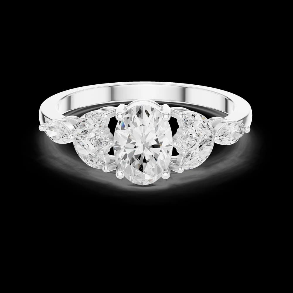 0.7 ct Oval Diamond Lab Grown Diamond Ring with Marquise Accent - Image 2 0.7 ct Oval Diamond Lab Grown Diamond Ring with Marquise Accent, view 2 of 6