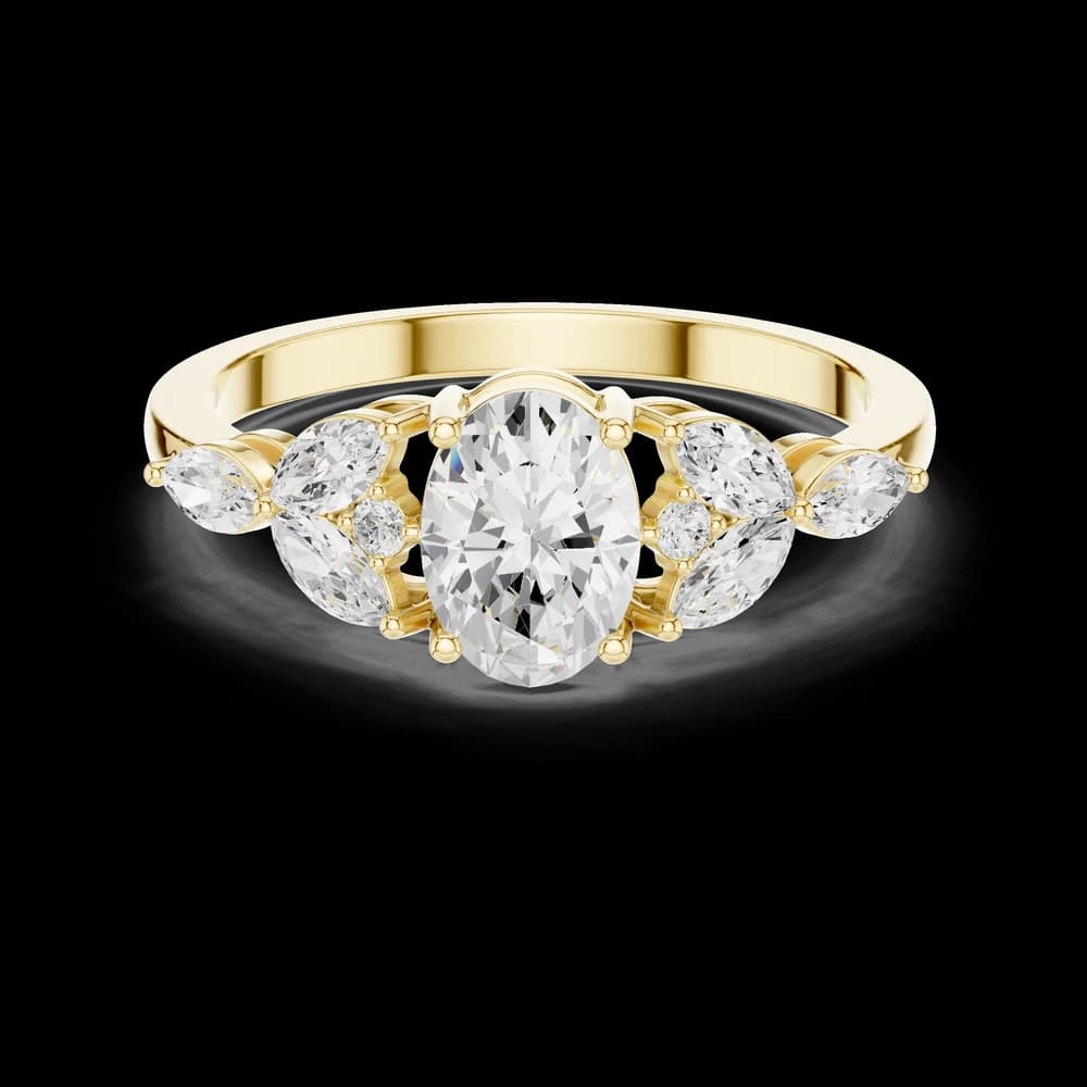 0.7 ct Oval Diamond Lab Grown Diamond Ring with Marquise Accent - Image 3 0.7 ct Oval Diamond Lab Grown Diamond Ring with Marquise Accent, view 3 of 6