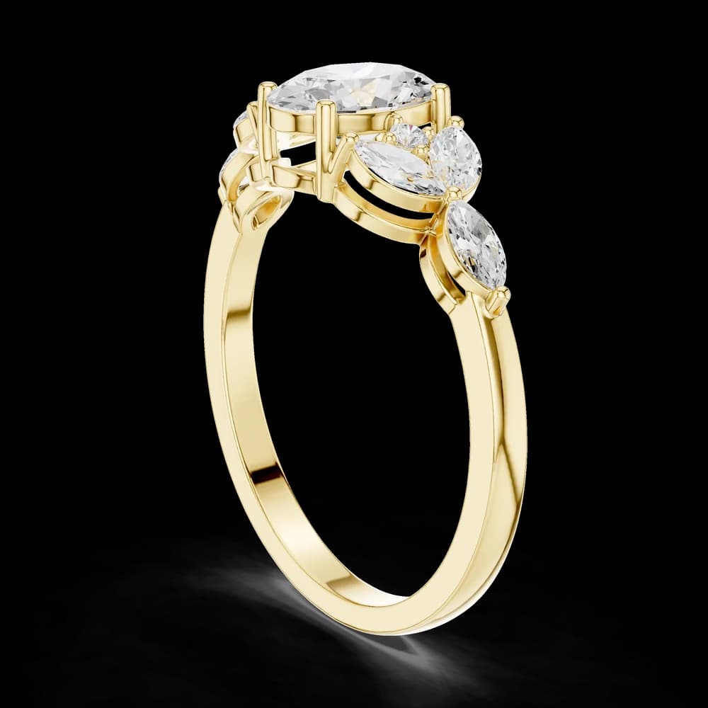 0.7 ct Oval Diamond Lab Grown Diamond Ring with Marquise Accent - Image 4 0.7 ct Oval Diamond Lab Grown Diamond Ring with Marquise Accent, view 4 of 6