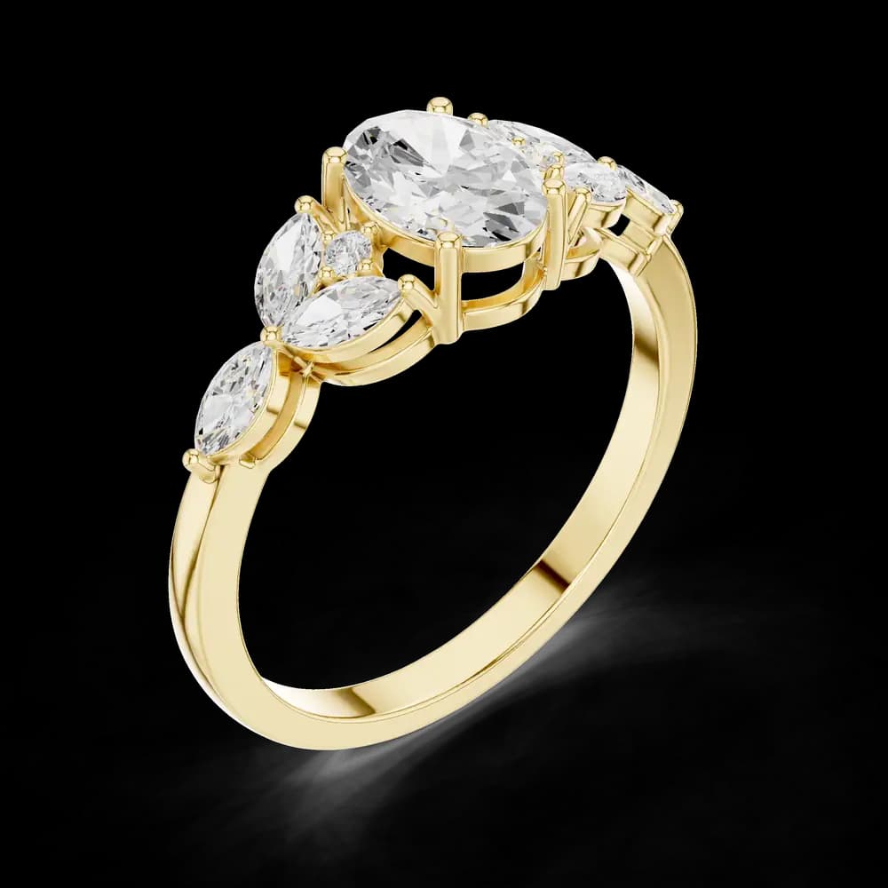 0.7 ct Oval Diamond Lab Grown Diamond Ring with Marquise Accent - Image 5 0.7 ct Oval Diamond Lab Grown Diamond Ring with Marquise Accent, view 5 of 6