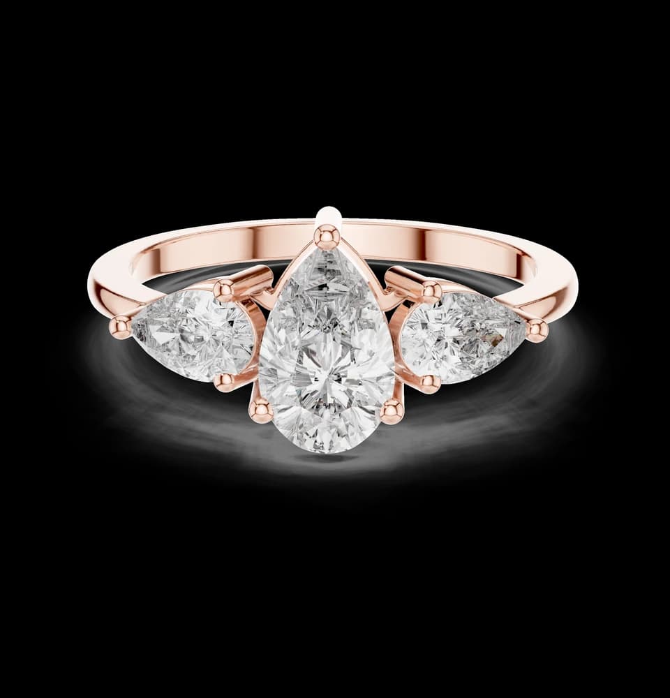 Three Stone Pear Lab Diamond Ring - Image 1 Three Stone Pear Lab Diamond Ring, view 1 of 6