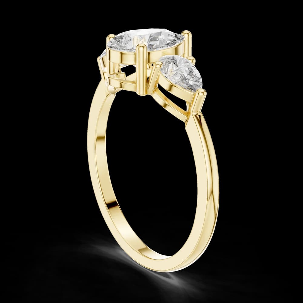 Three Stone Pear Lab Diamond Ring - Image 4 Three Stone Pear Lab Diamond Ring, view 4 of 6