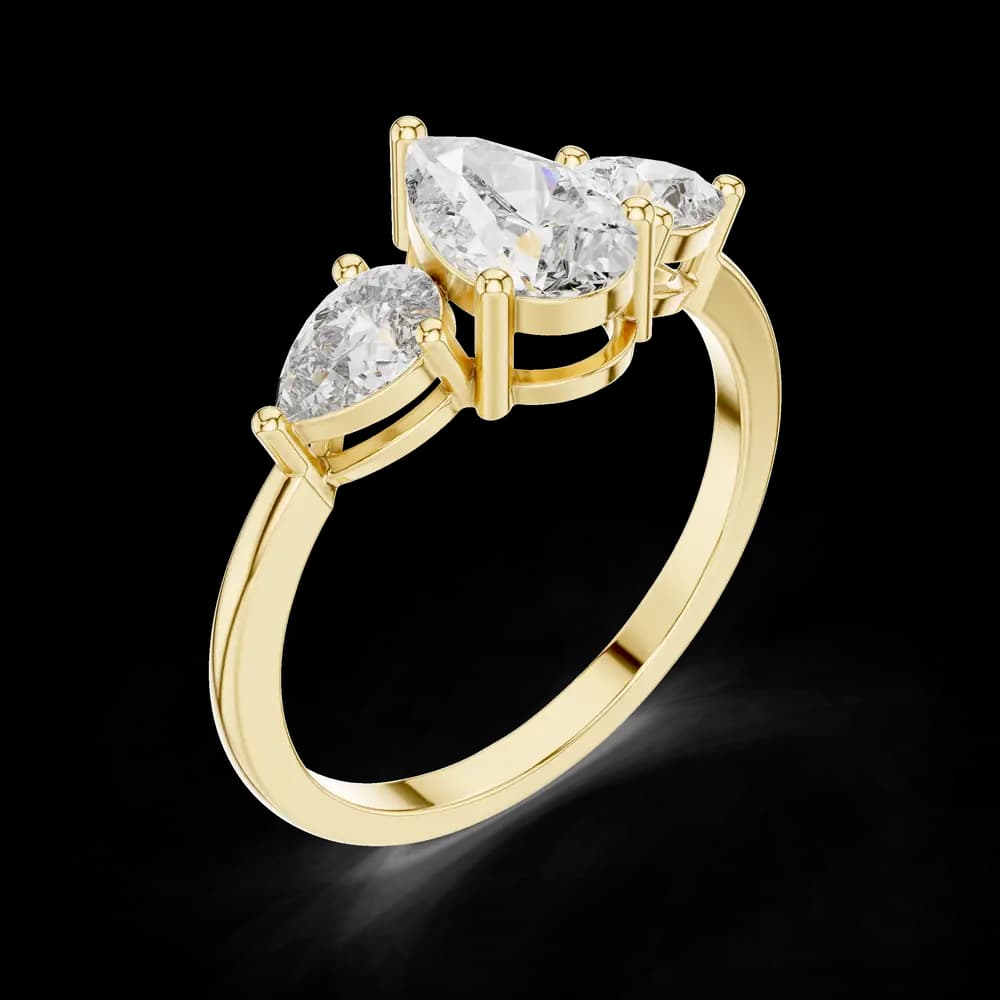 Three Stone Pear Lab Diamond Ring - Image 5 Three Stone Pear Lab Diamond Ring, view 5 of 6