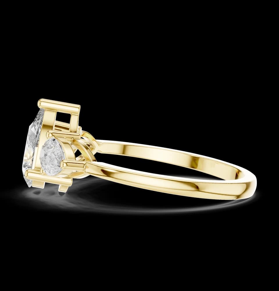 Three Stone Pear Lab Diamond Ring - Image 6 Three Stone Pear Lab Diamond Ring, view 6 of 6
