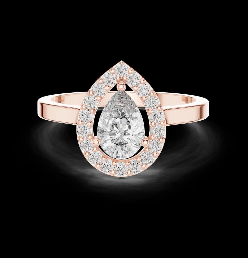 Pear Cut Floating Halo Lab Diamond Ring - Image 1 Pear Cut Floating Halo Lab Diamond Ring, view 1 of 6