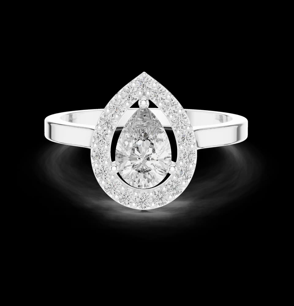 Pear Cut Floating Halo Lab Diamond Ring - Image 2 Pear Cut Floating Halo Lab Diamond Ring, view 2 of 6