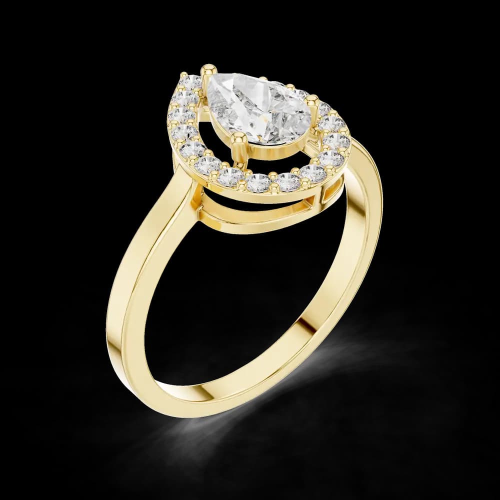 Pear Cut Floating Halo Lab Diamond Ring - Image 5 Pear Cut Floating Halo Lab Diamond Ring, view 5 of 6
