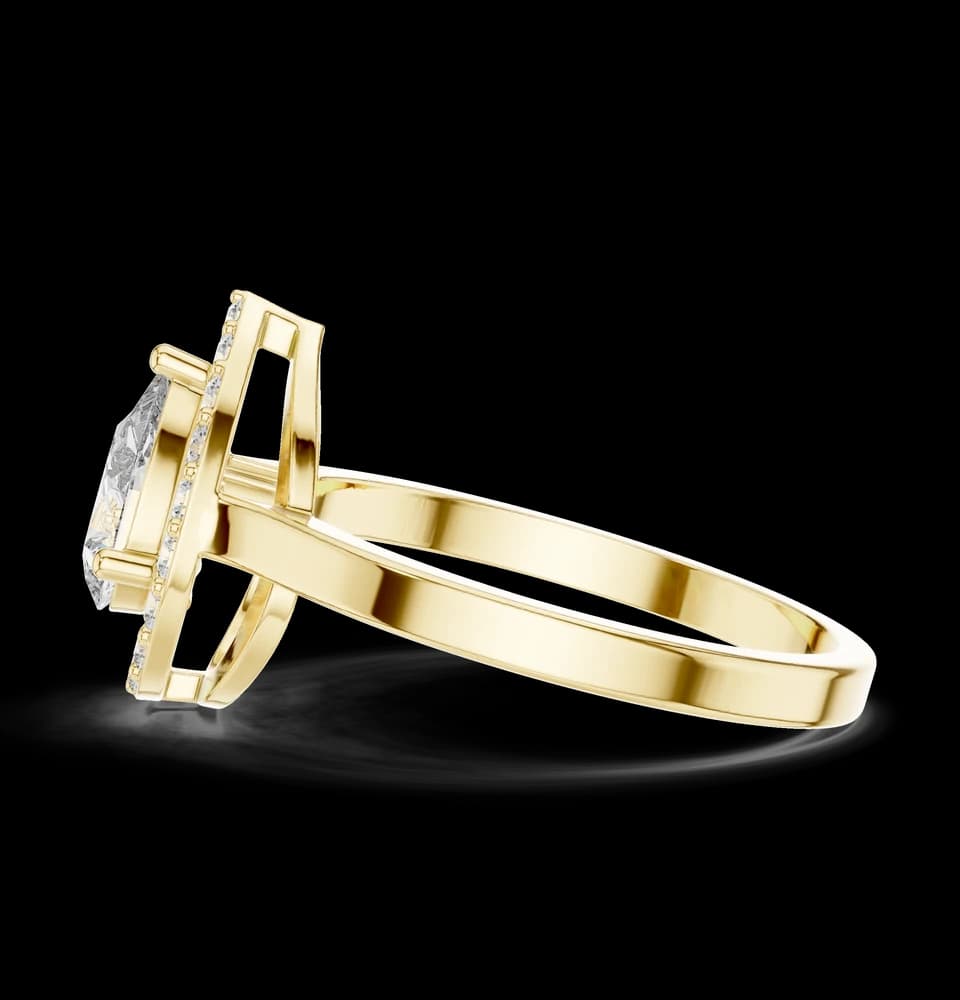 Pear Cut Floating Halo Lab Diamond Ring - Image 6 Pear Cut Floating Halo Lab Diamond Ring, view 6 of 6