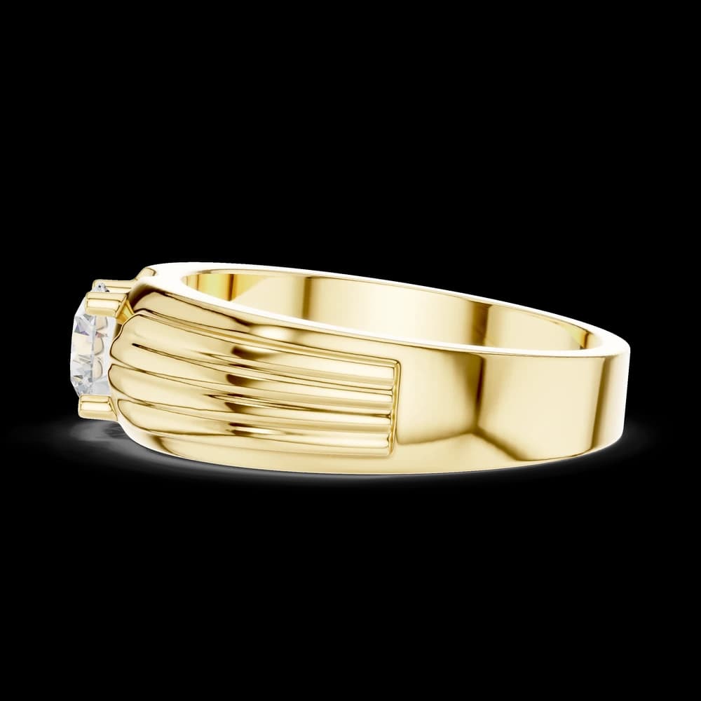 Textured Architectural Men's Ring with Solitaire Lab Diamond - Image 6 Textured Architectural Men's Ring with Solitaire Lab Diamond, view 6 of 6