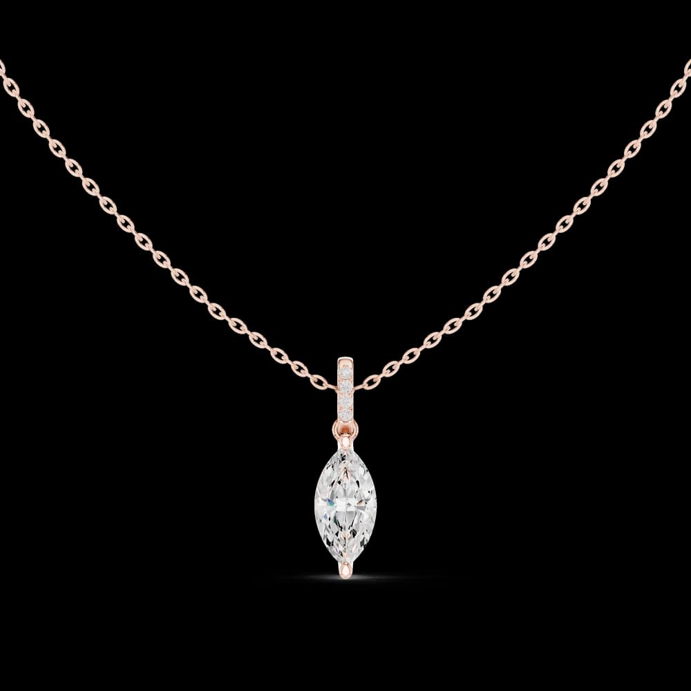 1.5 ct Marquise Lab Grown Diamond Pendant with Round Accents - Image 2 1.5 ct Marquise Lab Grown Diamond Pendant with Round Accents, view 2 of 4