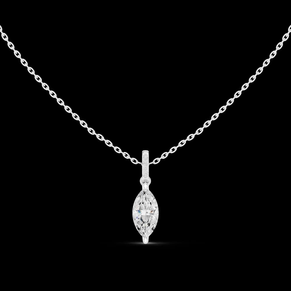 1.5 ct Marquise Lab Grown Diamond Pendant with Round Accents - Image 3 1.5 ct Marquise Lab Grown Diamond Pendant with Round Accents, view 3 of 4