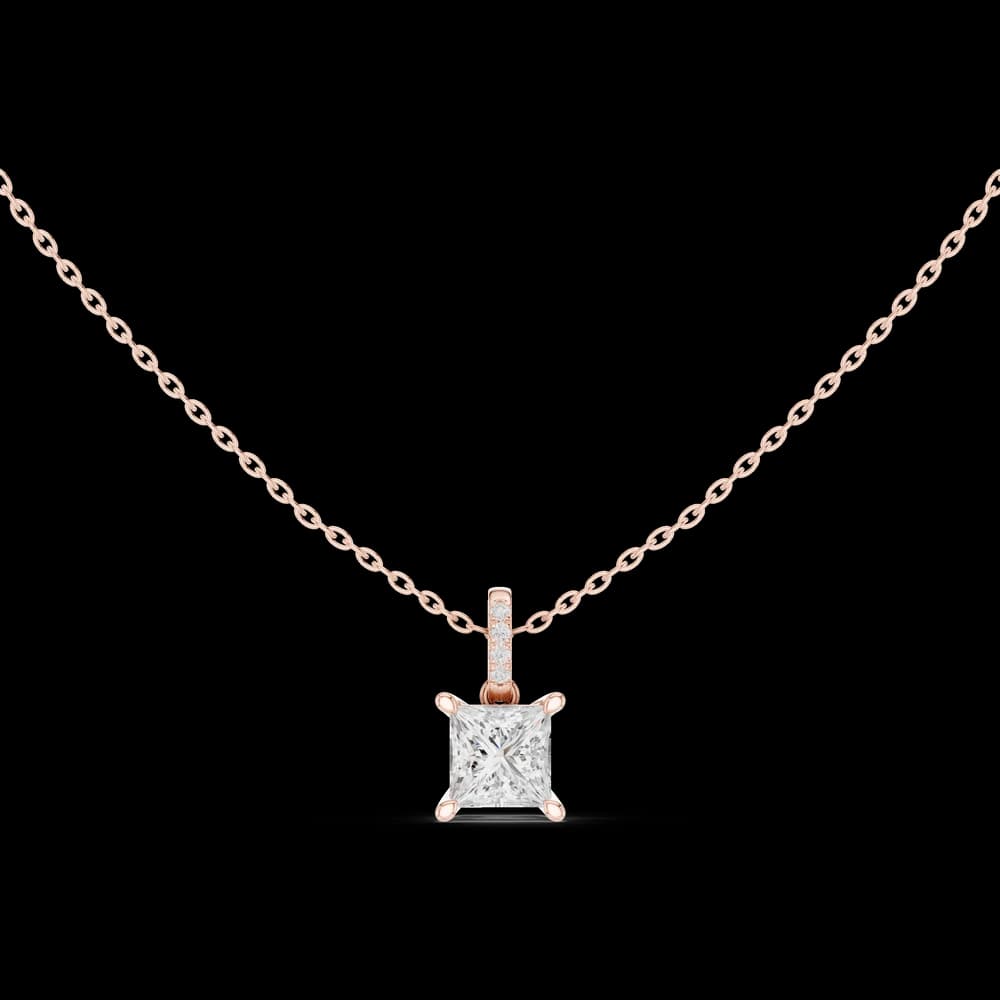 1.5 ct Princess & Round Diamond Lab Grown Diamond Pendant - Image 2 1.5 ct Princess & Round Diamond Lab Grown Diamond Pendant, view 2 of 4