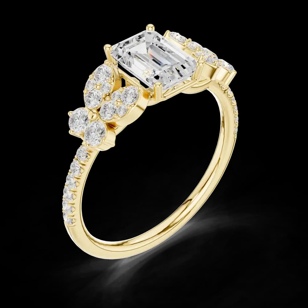 Accented Emerald Lab Grown Diamond Ring - Image 5 Accented Emerald Lab Grown Diamond Ring, view 5 of 6