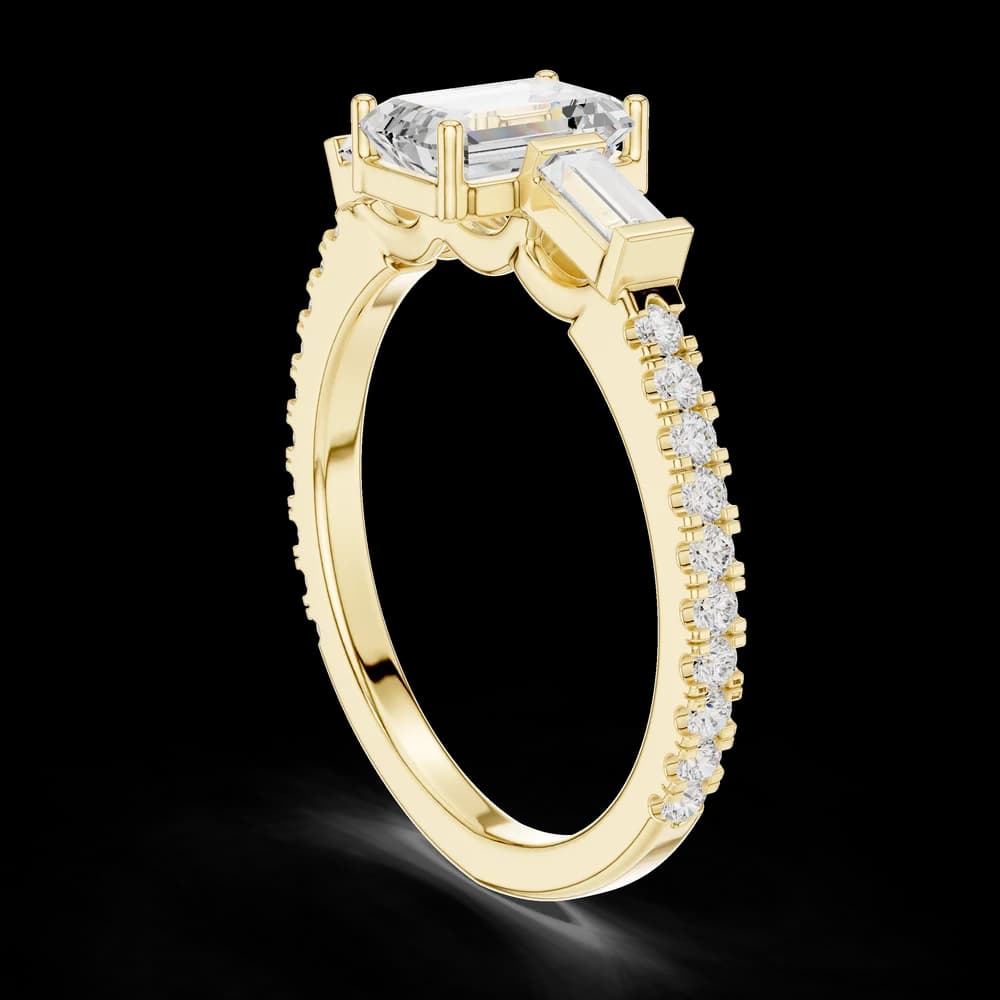Baguette Accented Emerald Lab Grown Diamond Ring - Image 4 Baguette Accented Emerald Lab Grown Diamond Ring, view 4 of 6