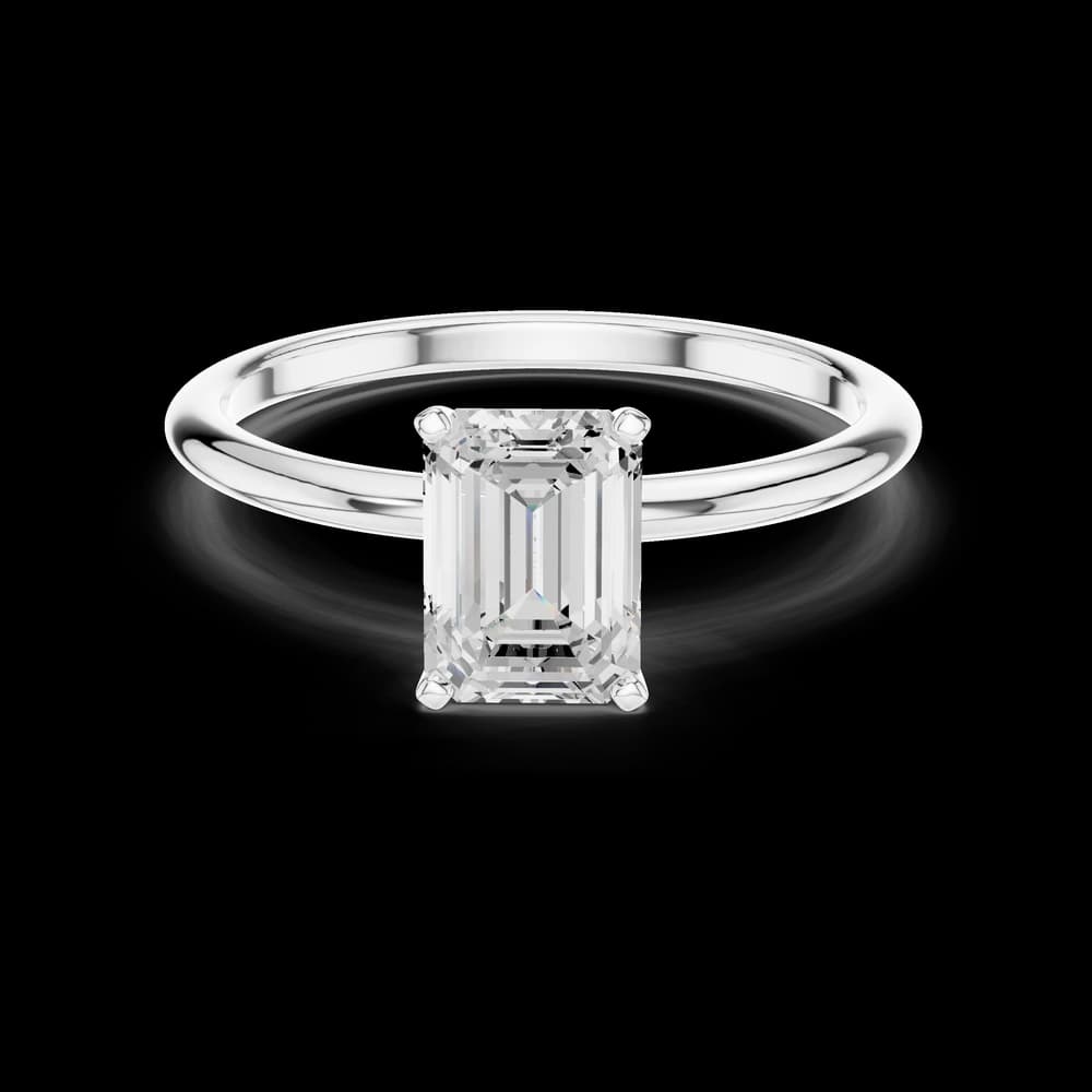 Emerald cut Solitaire Lab Grown Diamond Ring - Image 2 Emerald cut Solitaire Lab Grown Diamond Ring, view 2 of 6