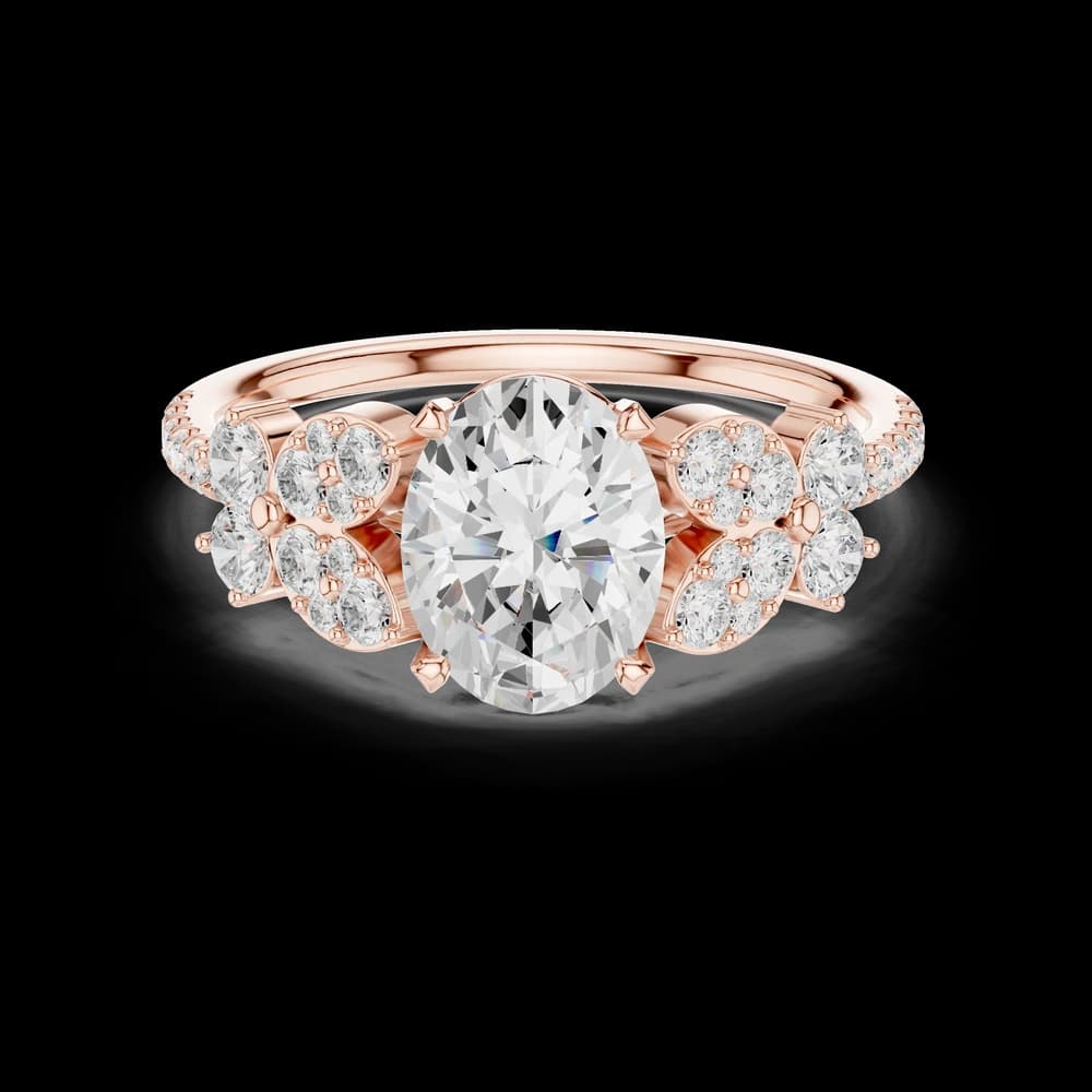 Oval Cut Pave Cluster Lab Grown Ring - Image 1 Oval Cut Pave Cluster Lab Grown Ring, view 1 of 6