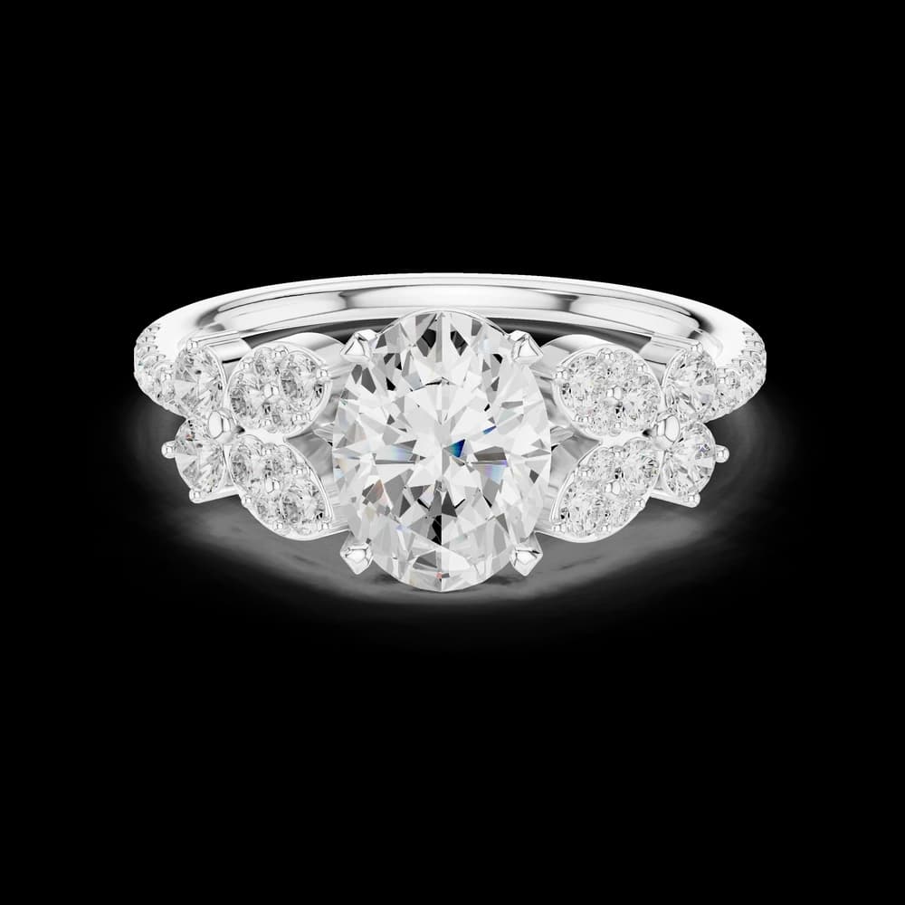 Oval Cut Pave Cluster Lab Grown Ring - Image 2 Oval Cut Pave Cluster Lab Grown Ring, view 2 of 6