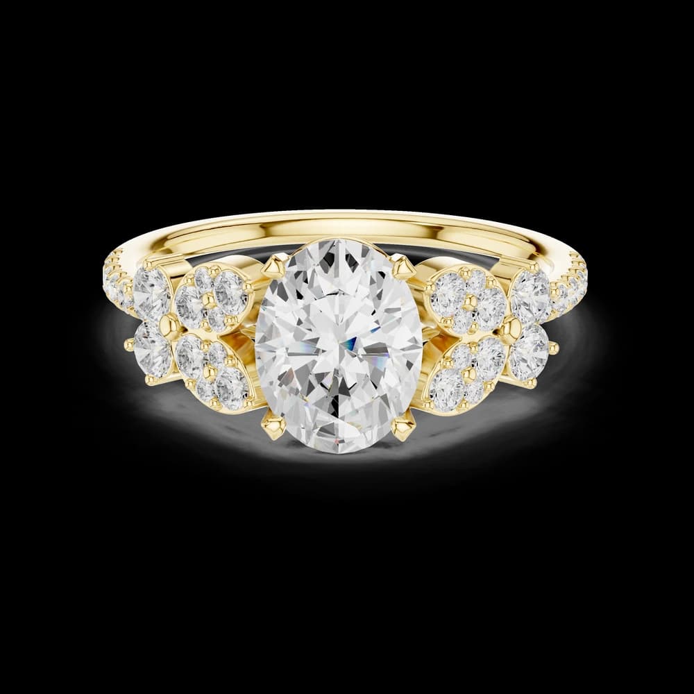 Oval Cut Pave Cluster Lab Grown Ring - Image 3 Oval Cut Pave Cluster Lab Grown Ring, view 3 of 6