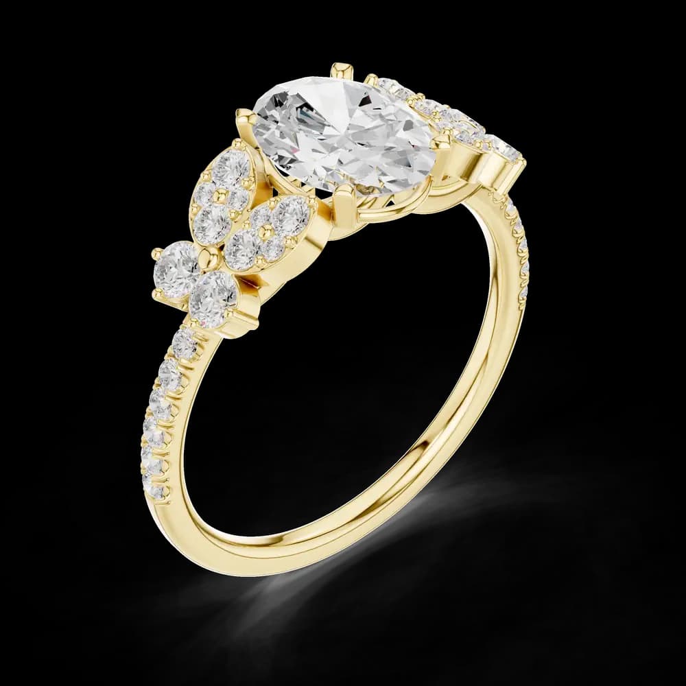 Oval Cut Pave Cluster Lab Grown Ring - Image 5 Oval Cut Pave Cluster Lab Grown Ring, view 5 of 6