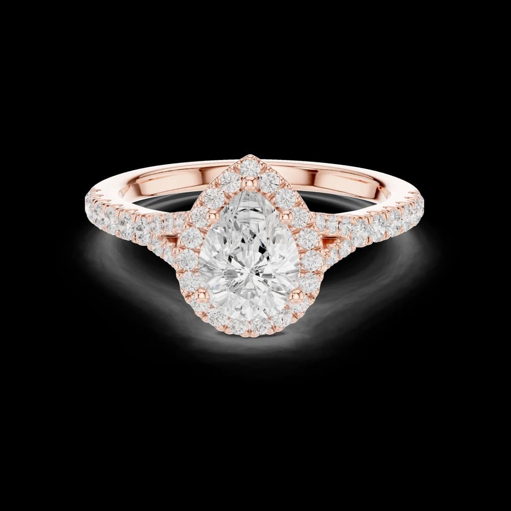 1 ct Pear Diamond Halo Lab Grown Diamond Ring - Image 1 1 ct Pear Diamond Halo Lab Grown Diamond Ring, view 1 of 7