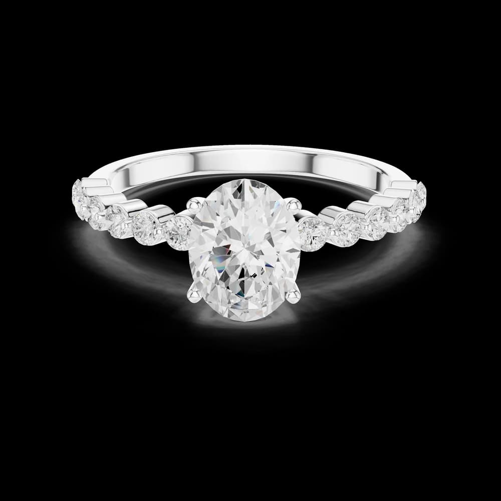 Elegant Oval Pavé Band Lab Grown Ring - Image 2 Elegant Oval Pavé Band Lab Grown Ring, view 2 of 6