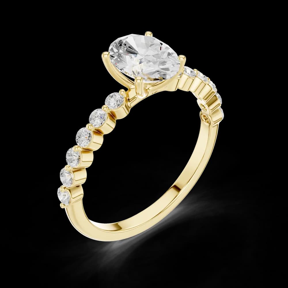 Elegant Oval Pavé Band Lab Grown Ring - Image 5 Elegant Oval Pavé Band Lab Grown Ring, view 5 of 6