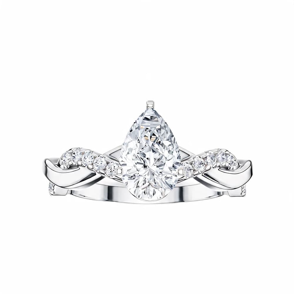 Twisted Band Pear Lab Grown Diamond Ring - Image 3 Twisted Band Pear Lab Grown Diamond Ring, view 3 of 7