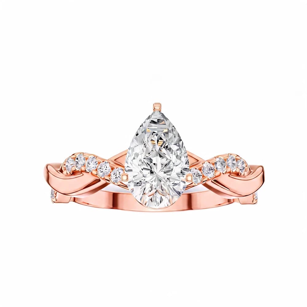 Twisted Band Pear Lab Grown Diamond Ring - Image 4 Twisted Band Pear Lab Grown Diamond Ring, view 4 of 7