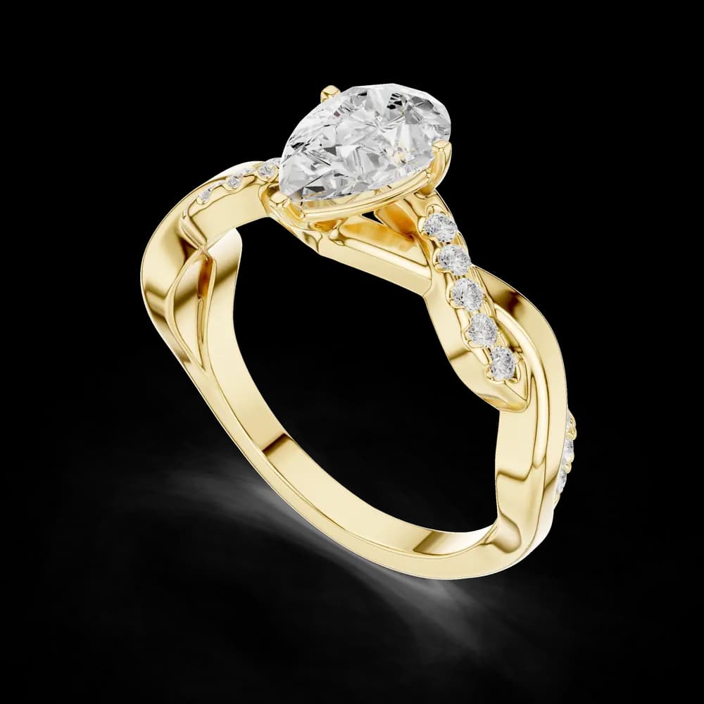 Twisted Band Pear Lab Grown Diamond Ring - Image 6 Twisted Band Pear Lab Grown Diamond Ring, view 6 of 7