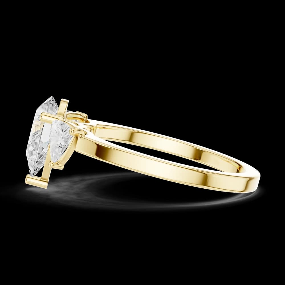 Pear Trillion Three Stone Lab Grown Ring - Image 6 Pear Trillion Three Stone Lab Grown Ring, view 6 of 7