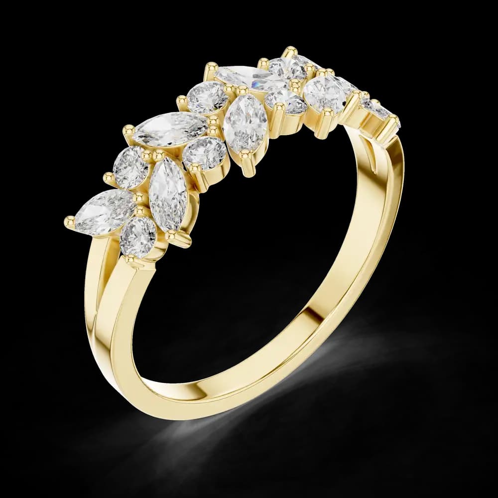 Asymmetrical Marquise & Round Cluster Band - Image 2 Asymmetrical Marquise & Round Cluster Band, view 2 of 2