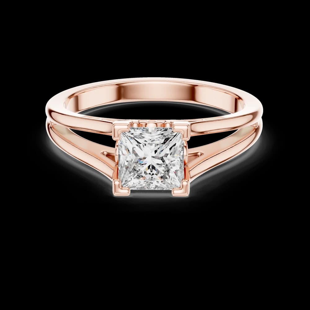 Princess Split Band Lab Grown solitaire Diamond Ring - Image 1 Princess Split Band Lab Grown solitaire Diamond Ring, view 1 of 5