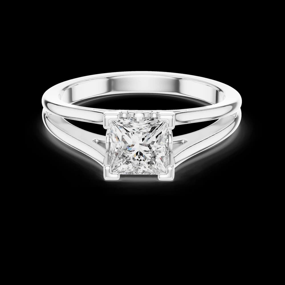Princess Split Band Lab Grown solitaire Diamond Ring - Image 2 Princess Split Band Lab Grown solitaire Diamond Ring, view 2 of 5