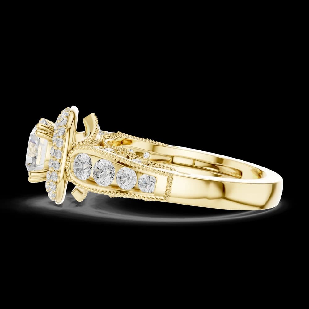 Vintage Double Halo Round Solitaire Ring - Image 6 Vintage Double Halo Round Solitaire Ring, view 6 of 6