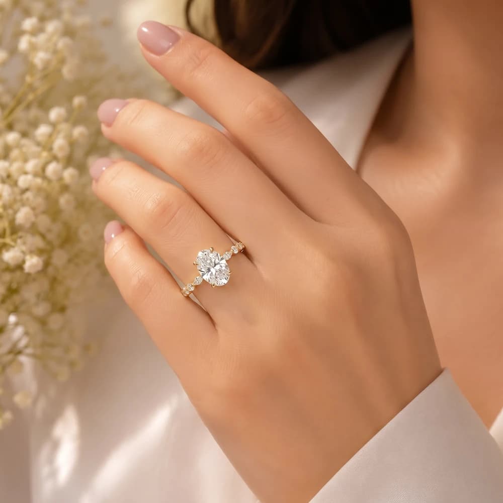 Oval Alternate Marquise Lab Grown Diamond Ring - Image 2 Oval Alternate Marquise Lab Grown Diamond Ring, view 2 of 6