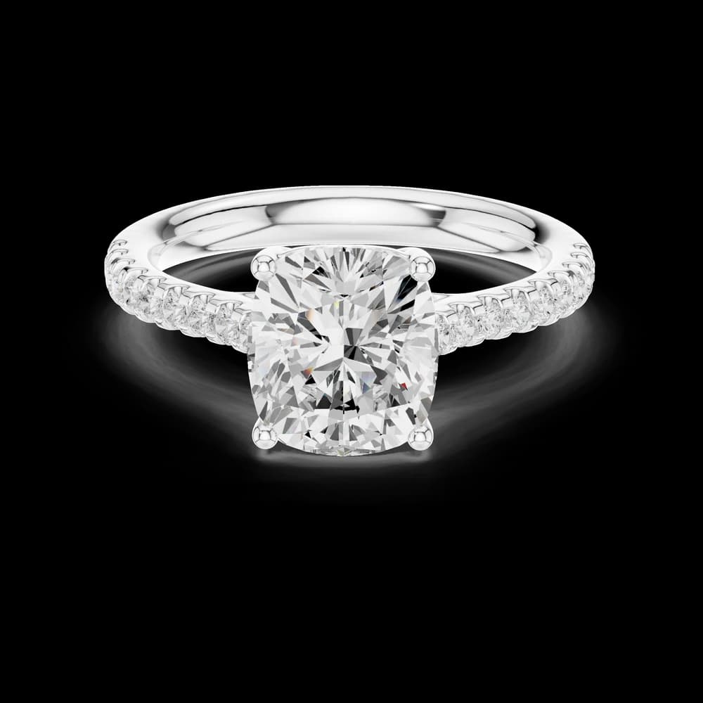 Cushion Cut Pave Lab Grown Diamond Ring - Image 2 Cushion Cut Pave Lab Grown Diamond Ring, view 2 of 6