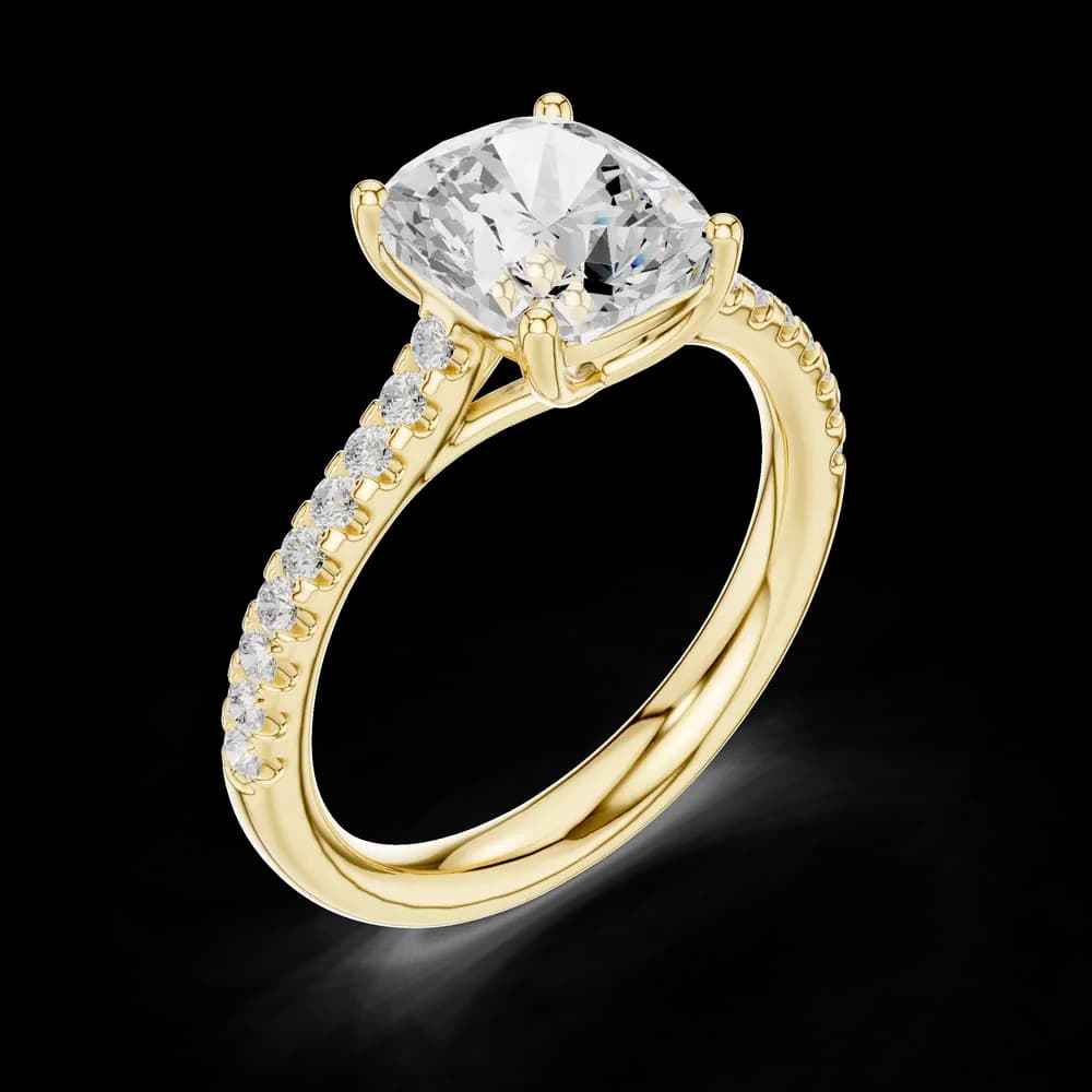 Cushion Cut Pave Lab Grown Diamond Ring - Image 5 Cushion Cut Pave Lab Grown Diamond Ring, view 5 of 6