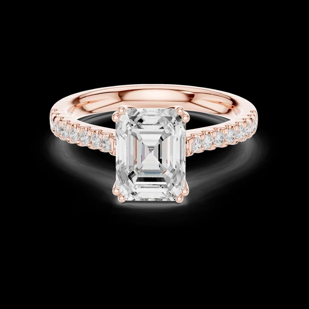 Emerald Pave Accent Double Prong Setting Ring - Image 1 Emerald Pave Accent Double Prong Setting Ring, view 1 of 6