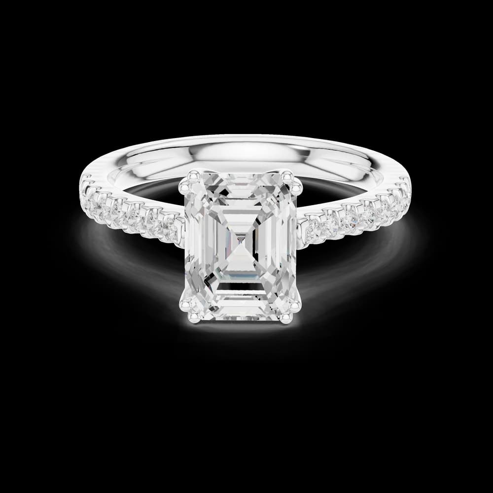 Emerald Pave Accent Double Prong Setting Ring - Image 2 Emerald Pave Accent Double Prong Setting Ring, view 2 of 6