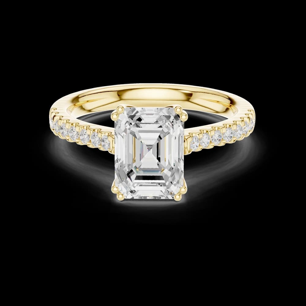 Emerald Pave Accent Double Prong Setting Ring - Image 3 Emerald Pave Accent Double Prong Setting Ring, view 3 of 6