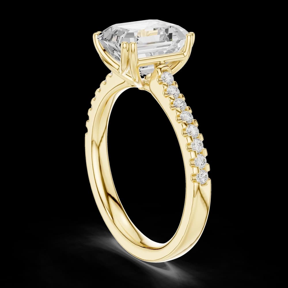 Emerald Pave Accent Double Prong Setting Ring - Image 4 Emerald Pave Accent Double Prong Setting Ring, view 4 of 6