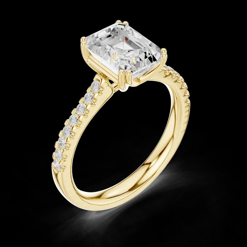 Emerald Pave Accent Double Prong Setting Ring - Image 5 Emerald Pave Accent Double Prong Setting Ring, view 5 of 6