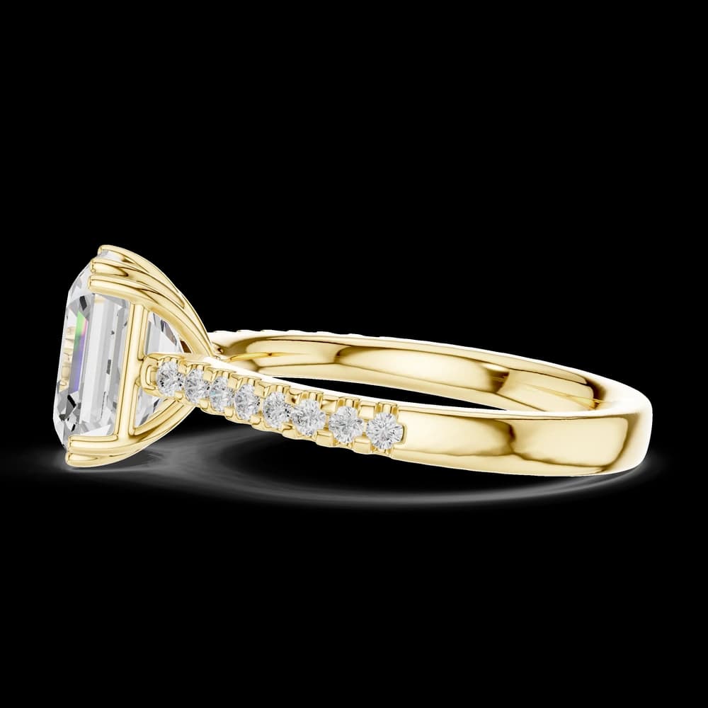 Emerald Pave Accent Double Prong Setting Ring - Image 6 Emerald Pave Accent Double Prong Setting Ring, view 6 of 6