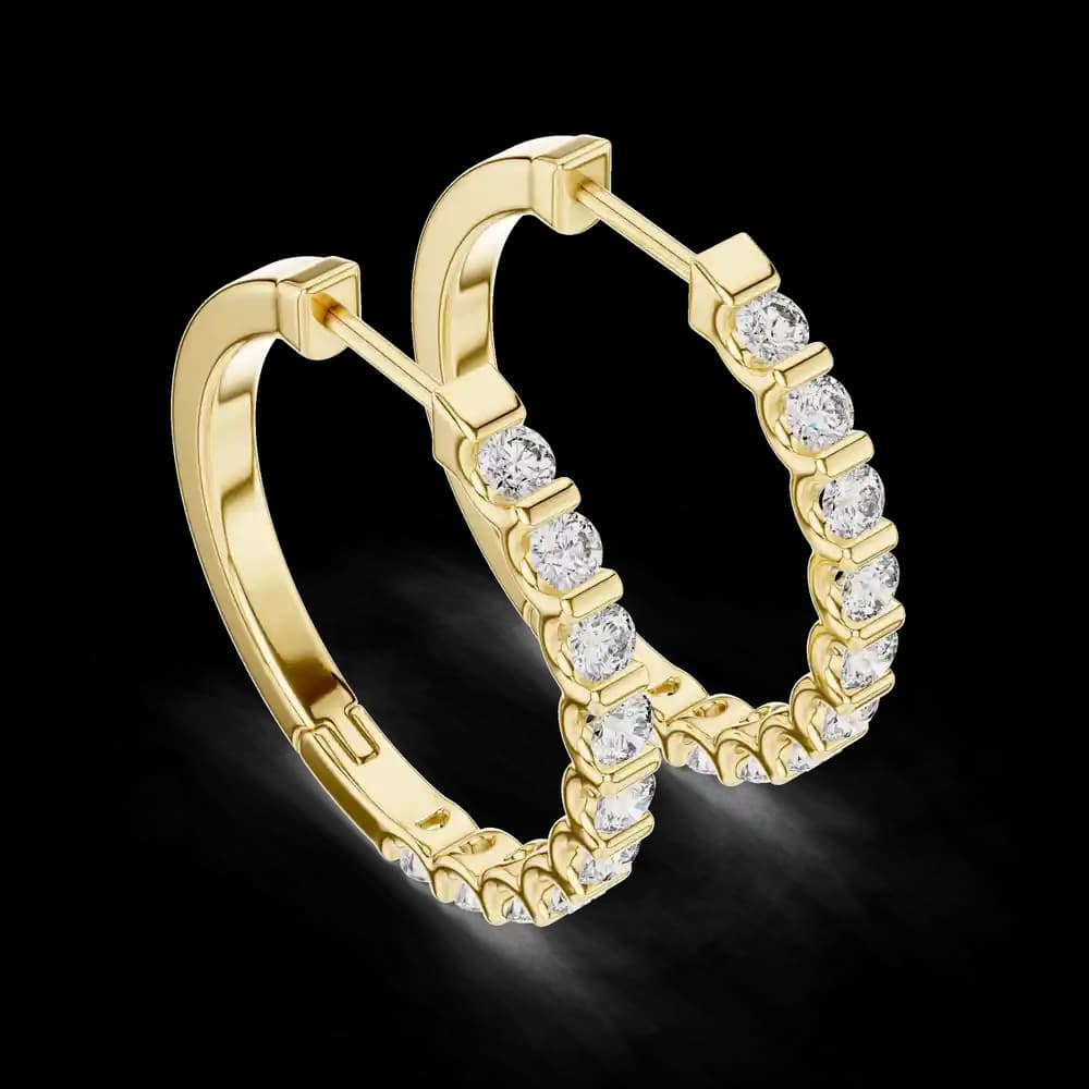 Architectural Emerald Lab Grown Diamond Earrings - Image 2 Architectural Emerald Lab Grown Diamond Earrings, view 2 of 3