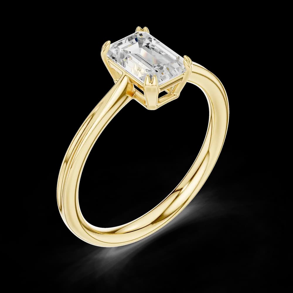 Emerald Solitaire Dual Prong Ring - Image 5 Emerald Solitaire Dual Prong Ring, view 5 of 6