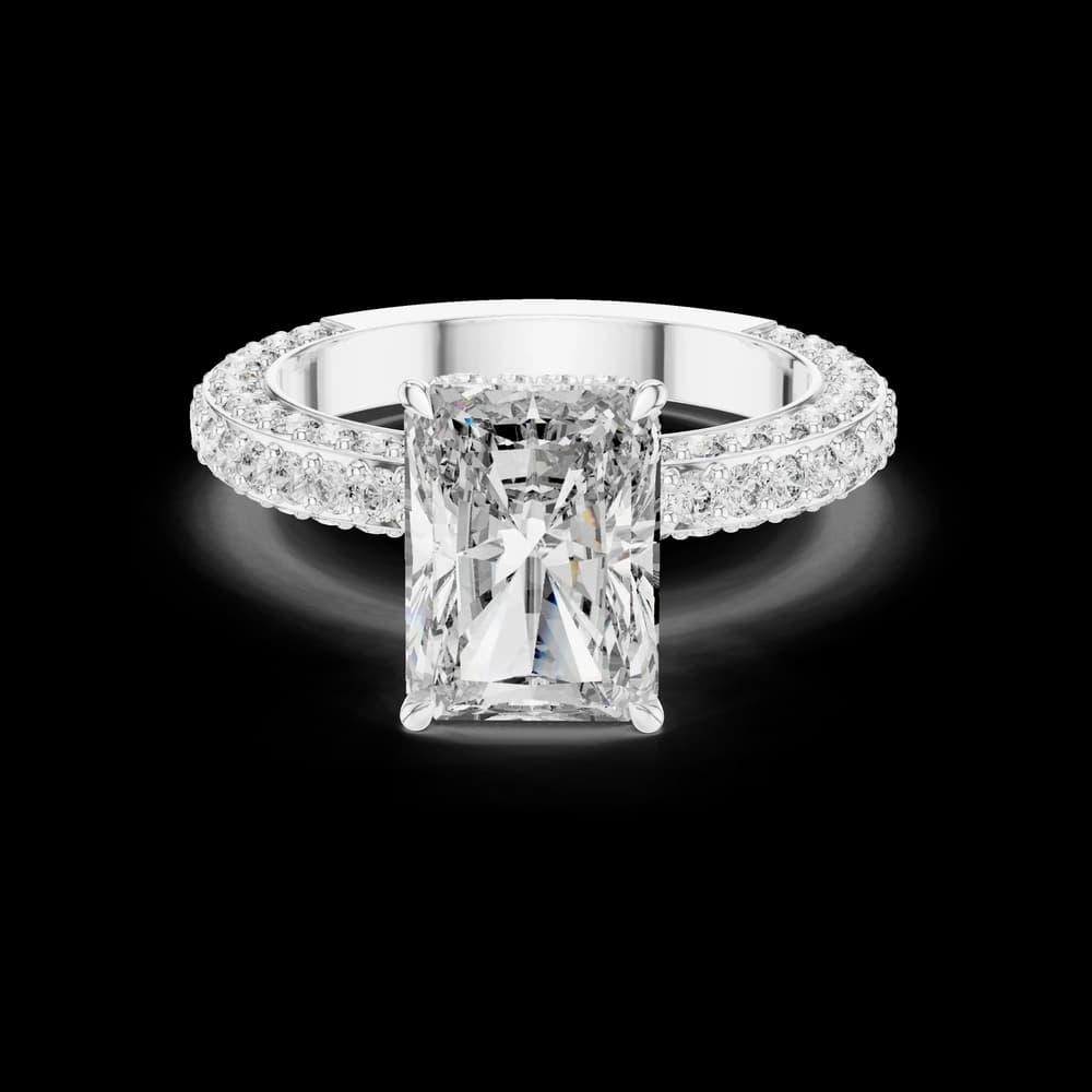 Dual Pave Band Radiant Lab Grown Diamond Ring - Image 2 Dual Pave Band Radiant Lab Grown Diamond Ring, view 2 of 6